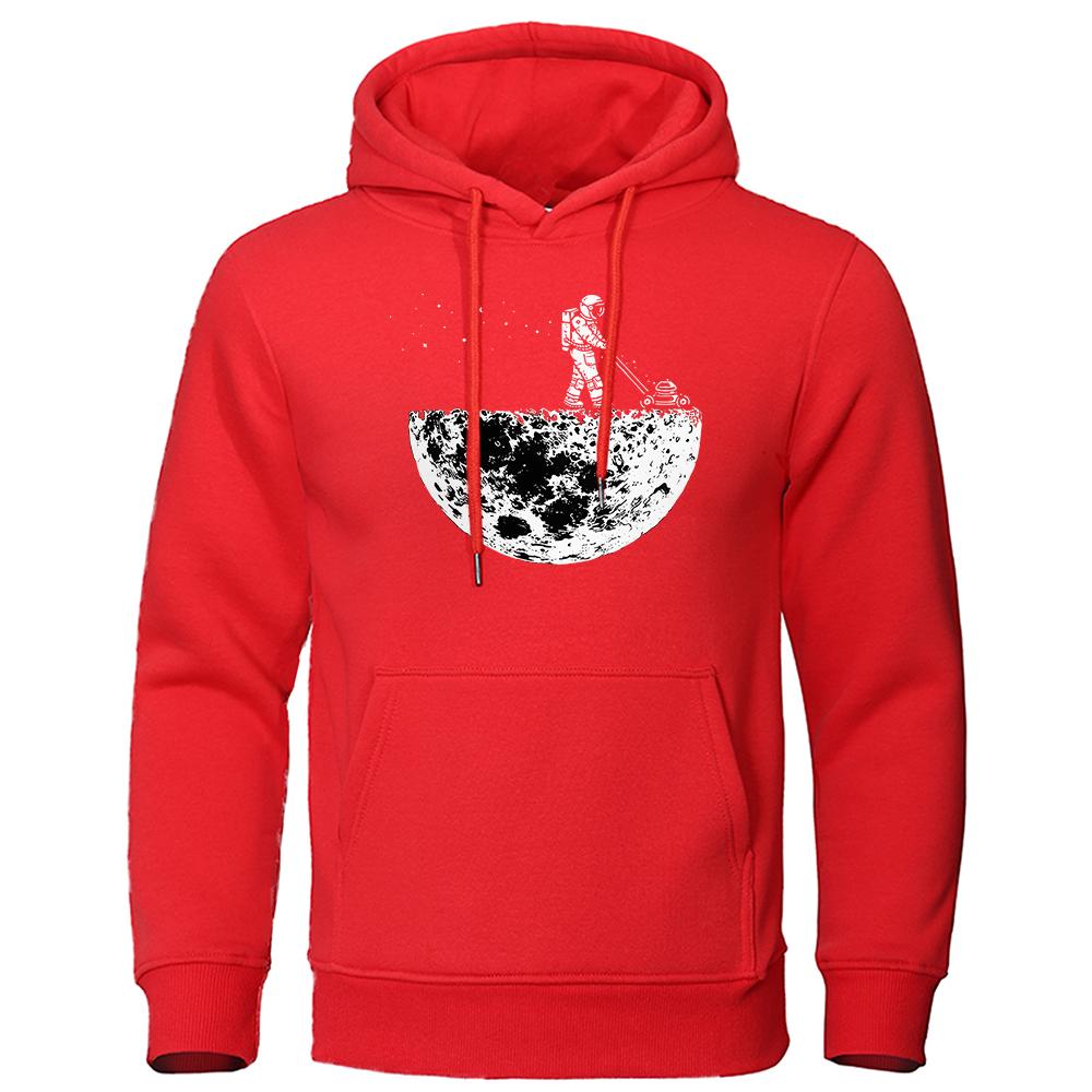Astronauten Jäten Auf Dem Mond Kreativitätsdesign Einfacher Mann Sweatshirt Fleece Kapuzenpullover Herbst Hoodies Harajuku Unisex Kleidung
