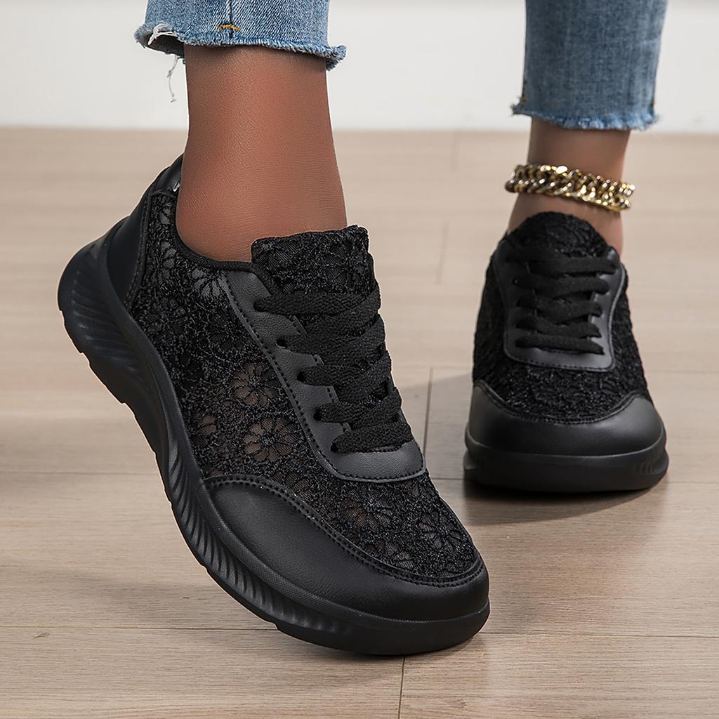 Women Wide Toe Hollow Sneakers Summer Breathable Casual Sports Shoes Lightweight Flower Design Board Shoes for Walking Daily
