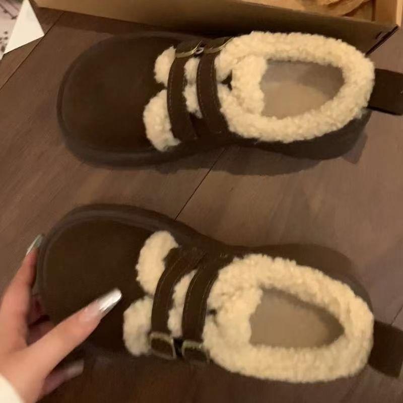 Retro velvet thick-soled Birkenstocks, women's heightening and thickening warm cotton shoes, new season