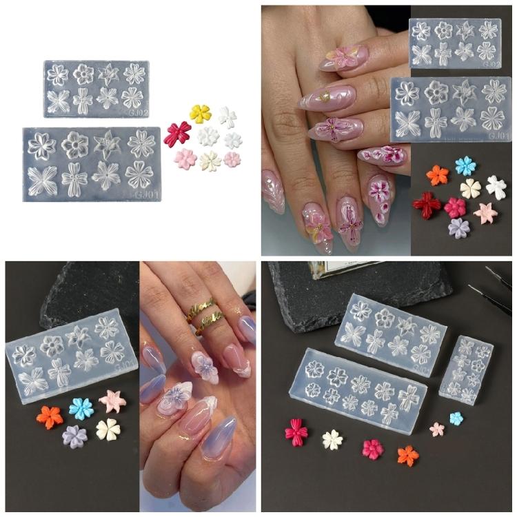 Set of 2 Flower Small Art Accessories Mold Nail Designing Moulds Nail Embellishment Molds for Delicate Manicure Designs