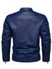 Men's PU Leather Motorcycle Jacket, Casual Retro Stand Collar Outerwear