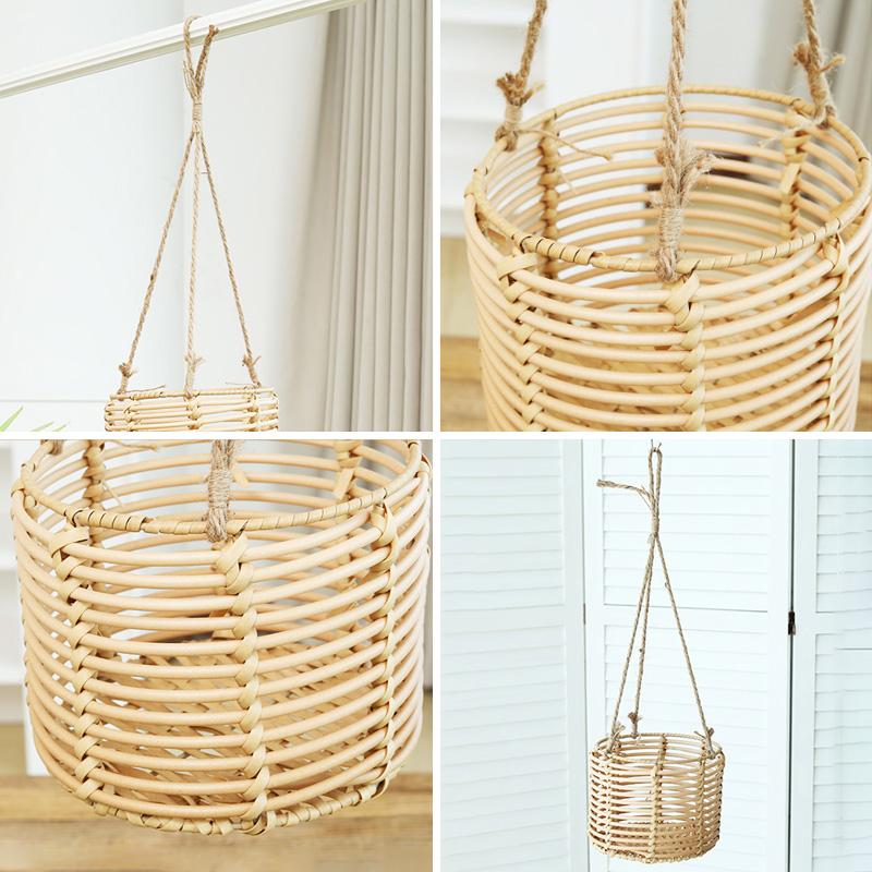 1PC Garden Green Plant Rattan Vase Flower Pot Woven Hanging Flower Baskets Home Decor Wicker