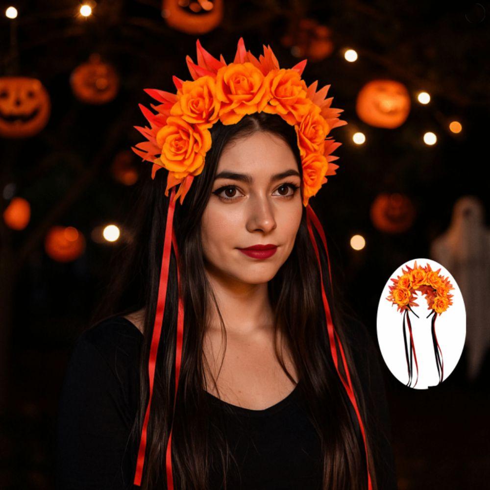 Garland Rose Flower Headband Cosplay Prop Halloween Headdress Halloween Rose Hair Band  Halloween