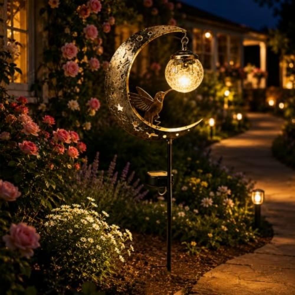 Crackle Glass Globe Garden Light Solar Powered Solar Lawn Light Garden Stake Light  Garden Pathway