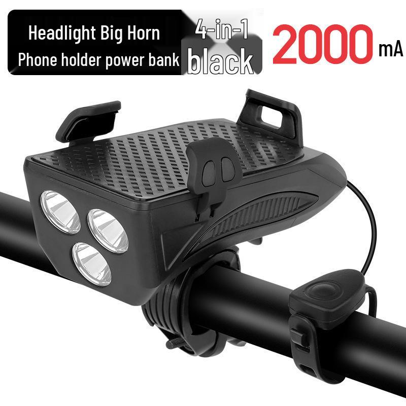 Bicycle Phone Holder & Horn with Super Bright Light for Night Riding