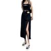 Black High Waist A-Line Denim Skirt with Side Slit - Trendy Summer Fashion for Women