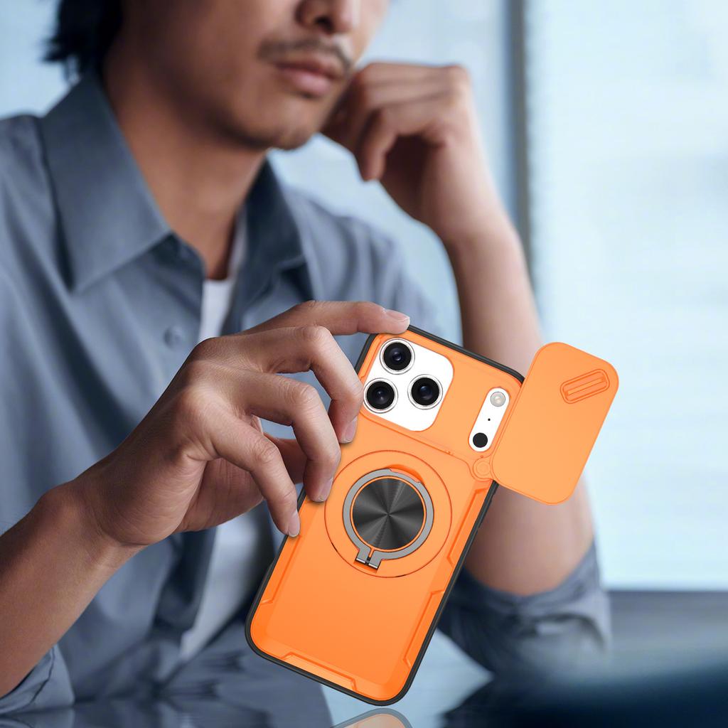 Anti-drop sliding window protective case, suitable for Apple iPhone17promax mobile phone case, magnetic suction bracket case.