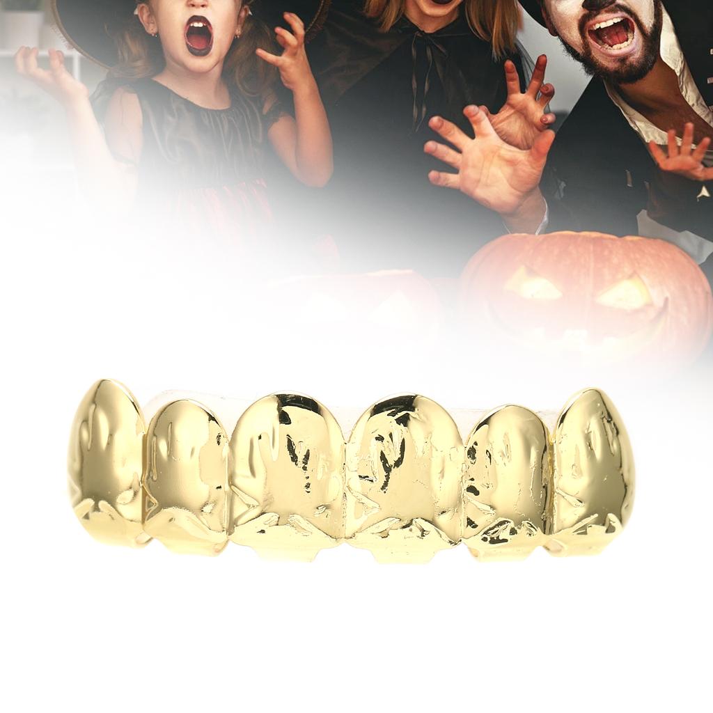 18K Plated Hip Hop Teeth Upper Teeth False Tooth Halloween Festival Tooth Decoration