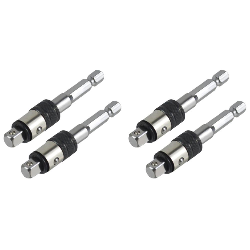 2/4Pc Hex End Hex/Socket Extension (Without Bits) Drill Bit and Socket Adapter for Rotary Hammer To Impact Drill Conversion Tool