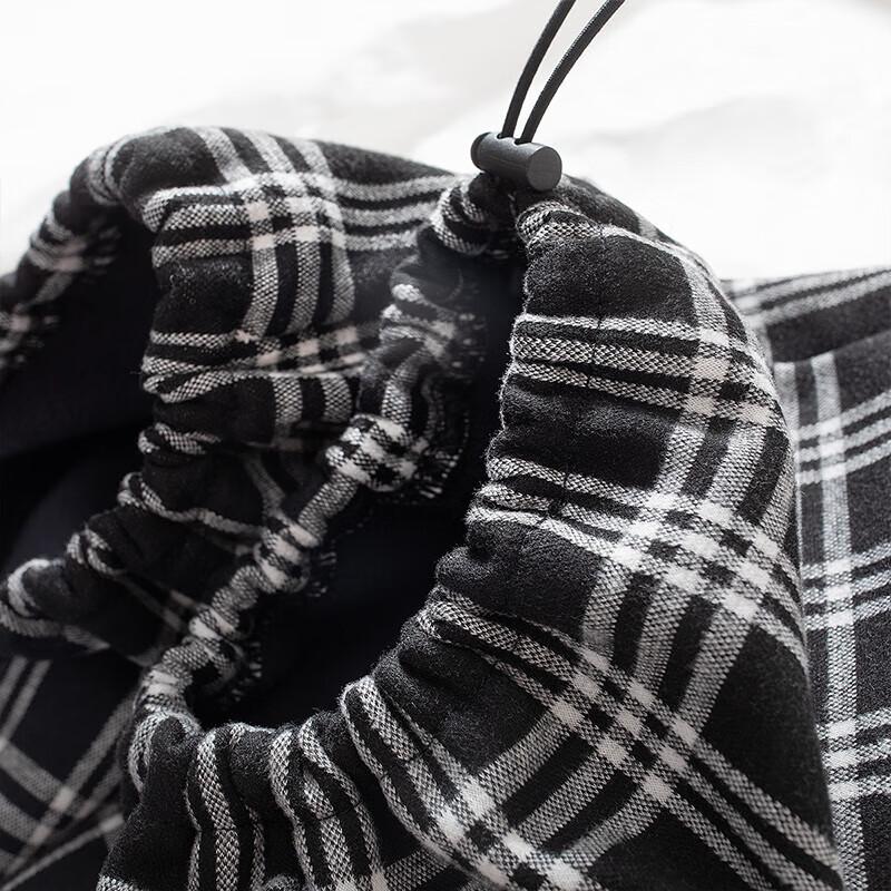 Syborg Women's Fleece-Lined Plaid Cuffed Casual Pants