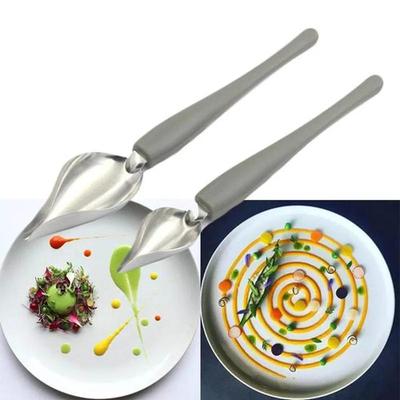 1 Peça Lápis de Decoração de Chef Antiderrapante Aço Inoxidável Portátil Mini Colher de Pintura de Molho Ferramentas de Confeitaria Suprimentos de Cozinha