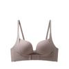 Women's Seamless Front Buckle Push-Up Bra and Panty Set with Comfortable Non-Wired Palm Cup for Smaller Chest Enhancement