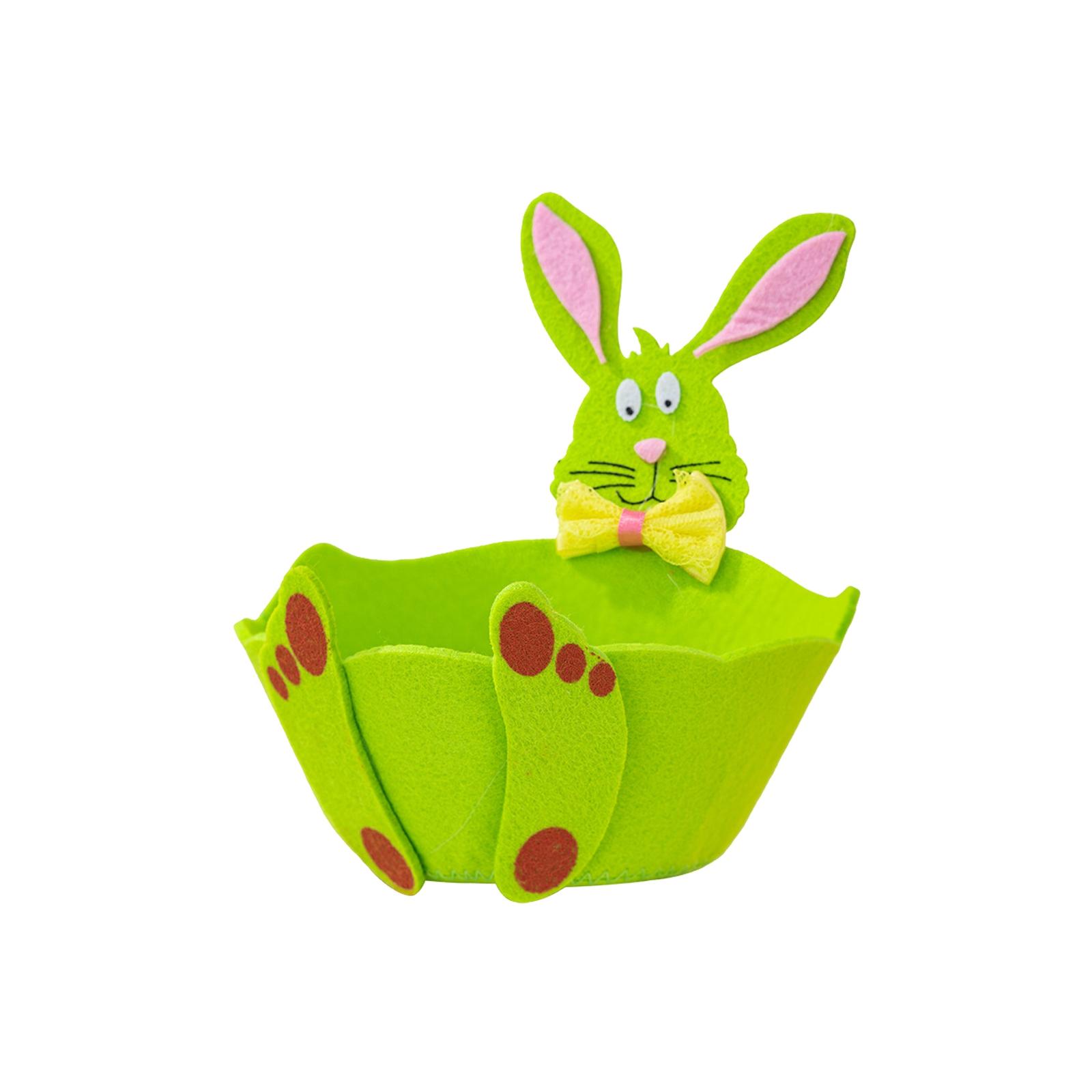 Easter Decorative Storage Basket, Easter Felt Bunny Storage Basket, Easter Rabbits Candy Container, Easter Rabbits Eggs Basket One Size зелёный