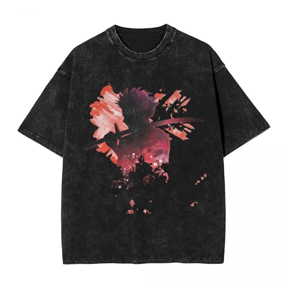 Bleach Kenpachi Zaraki Capitano della 11ª Divisione T-shirt Oversize Lavata Vintage | T-shirt Streetwear Anime Unisex