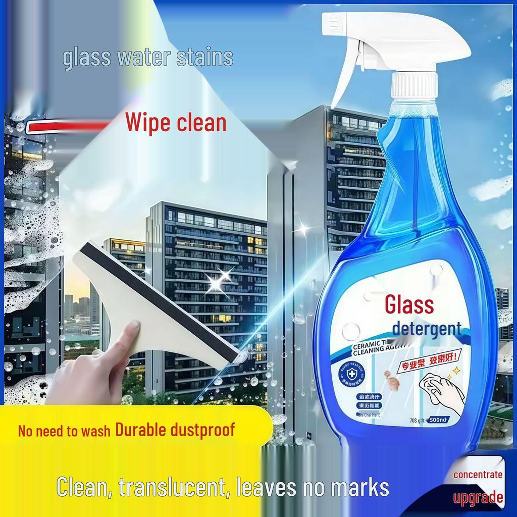 Powerful Glass & Mirror Cleaner for Bathrooms & Windows - Stain Remover