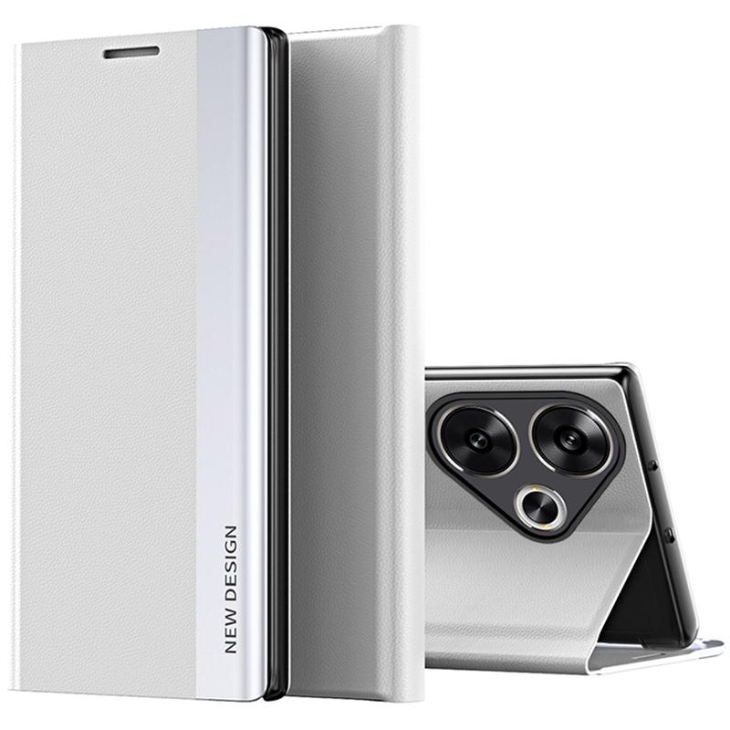 

For Xiaomi Poco F6 5G/Redmi Turbo 3 5G Case Anti-Scratch Leather Stand Phone Cover White