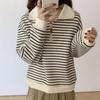 Damen Petites Gestreifte Kapuzenjacke mit Revers, Aprikot, Herbst 2024 Langarm Pullover
