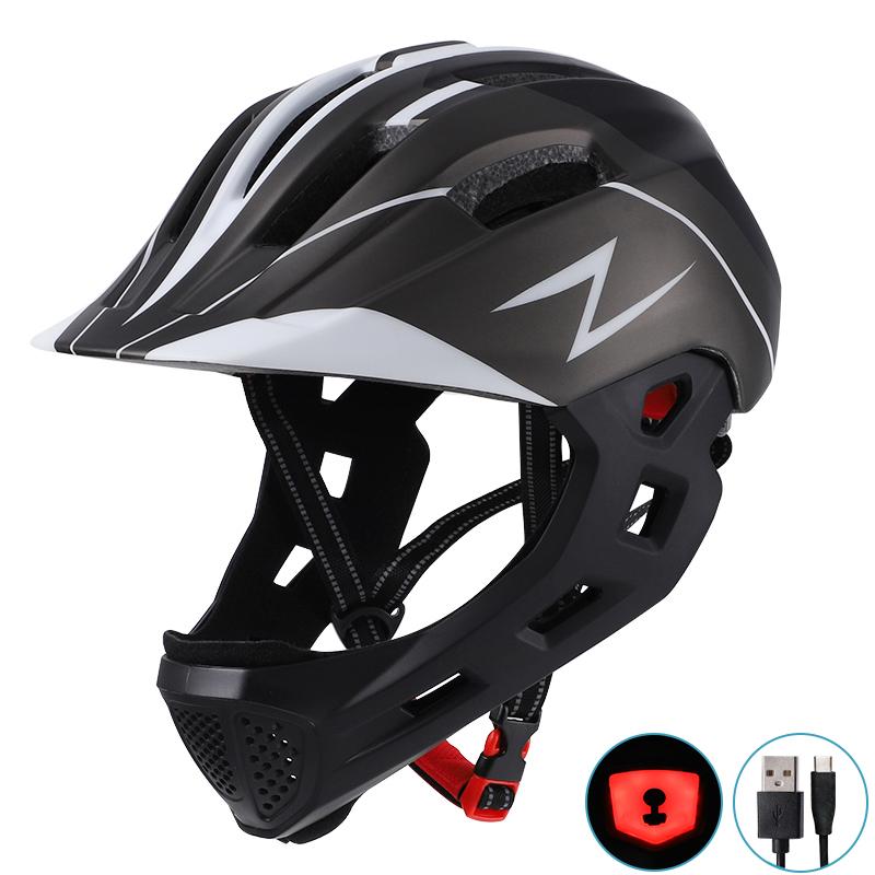 Custom High Quality Kids Full Face Cycling Helmet With Rechargeable Led Light Casco Bicicleta Bike Racing Half Face Kid Helmet LED light