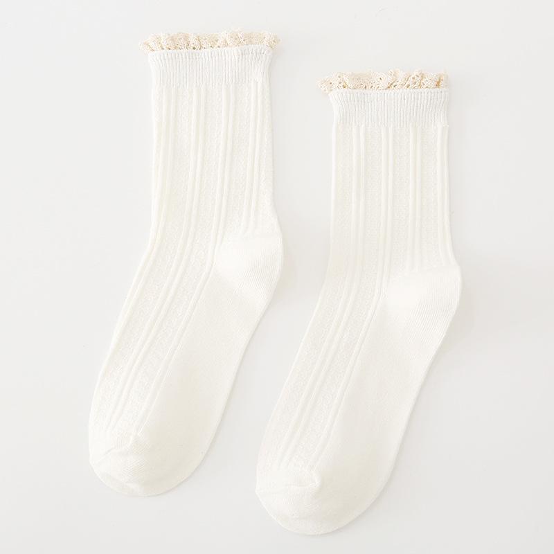 Fashion Lacework Frilly Ruffle Socks Cotton Soft High Quality Lady Girl Kawaii Cute Socks Solid Color Harajuku Retro Women Socks