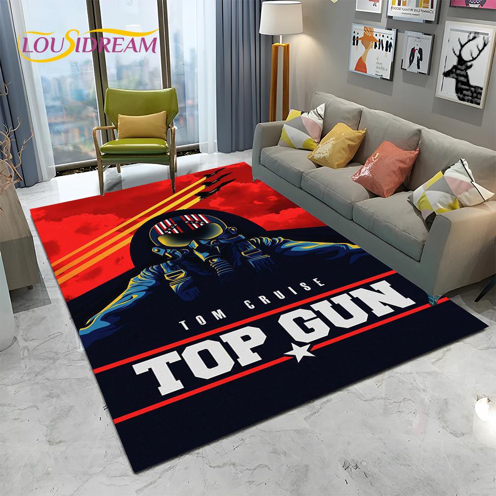 Classic Movie Top Gun Sign Tom Cruise Carpet Rug for Home Living Room Bedroom Sofa Doormat Decor,kid Area Rug Non-slip Floor Mat