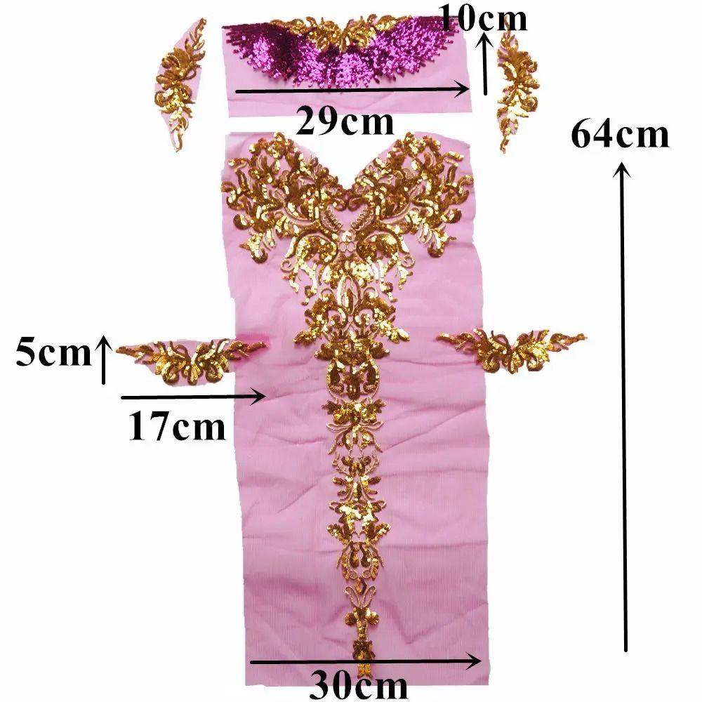 Appliques Large Flowers Gold Sequined Appliques Mesh Epaulette DIY Embroidery Lace Appliques Sequin Patches