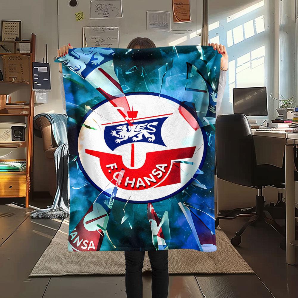 1PC FC Hansa Rostock Patterned Flannel Blanket Suitable For All Seasons for Home Decor Warmth and Comfort Gifts Holiday Present