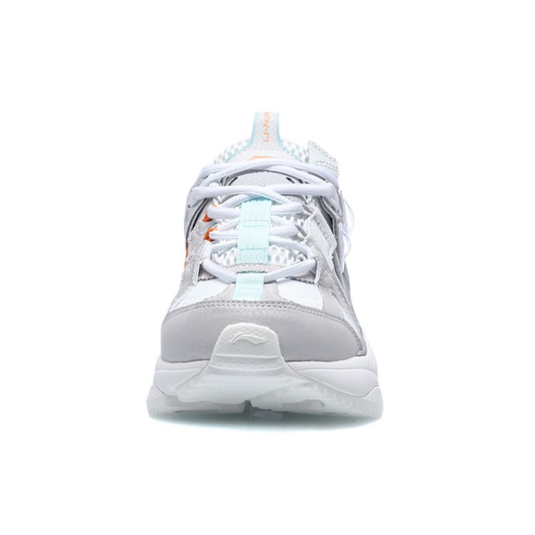 Li Ning Nebula M1 Textil, Synthetikleder Dämpfung Niedrig geschnitten Sport Freizeitschuhe Damen Weiß Grau AGCQ244-1