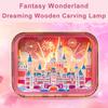 Factory  Pink Romantic Ambiance Diy Assembled Model Cute Wooden Carved Lamp Wooden Night Light Customization