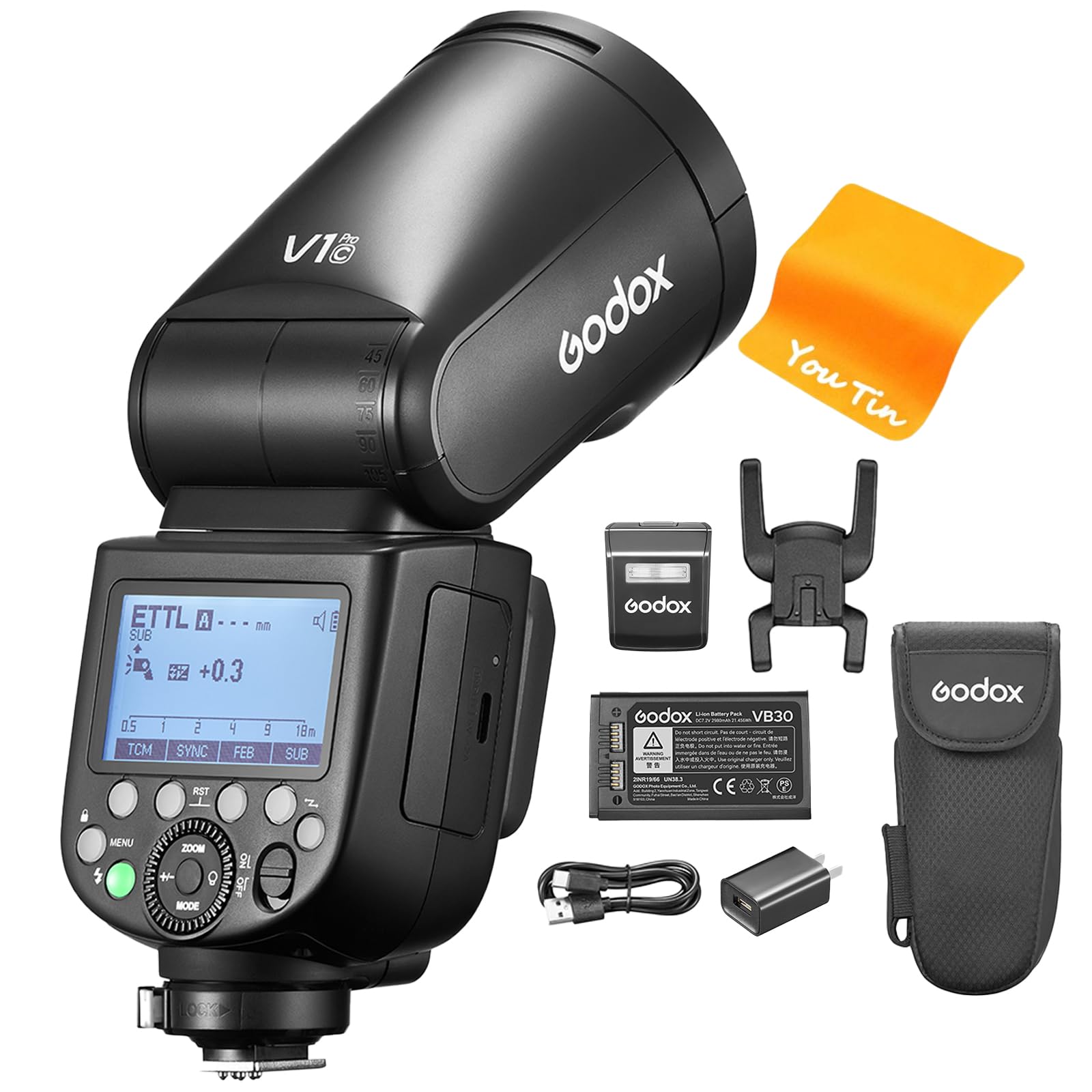 

GODOX TTL Round Head Camera 76W Split 2W LED Modeling Charging with VB30 Lithium Compatible with Canon EOS Camera GODOX upgrade V1Pro-C Li-ion Flash,