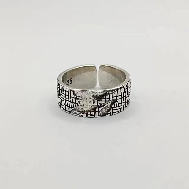 Adjustable Open Ring Set Couples Vintage Geometric Design Plated Unisex Retro Jewelry Adjustable Open Band