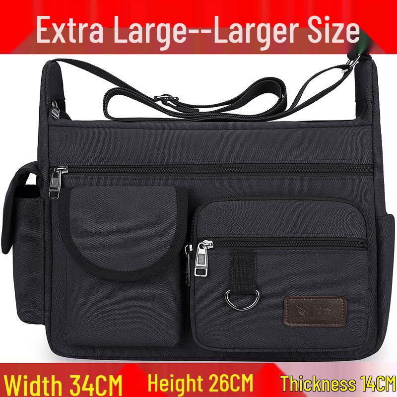 Hochwertige Herren-Canvas-Umhängetasche mit Doppeltaschen für Reisen