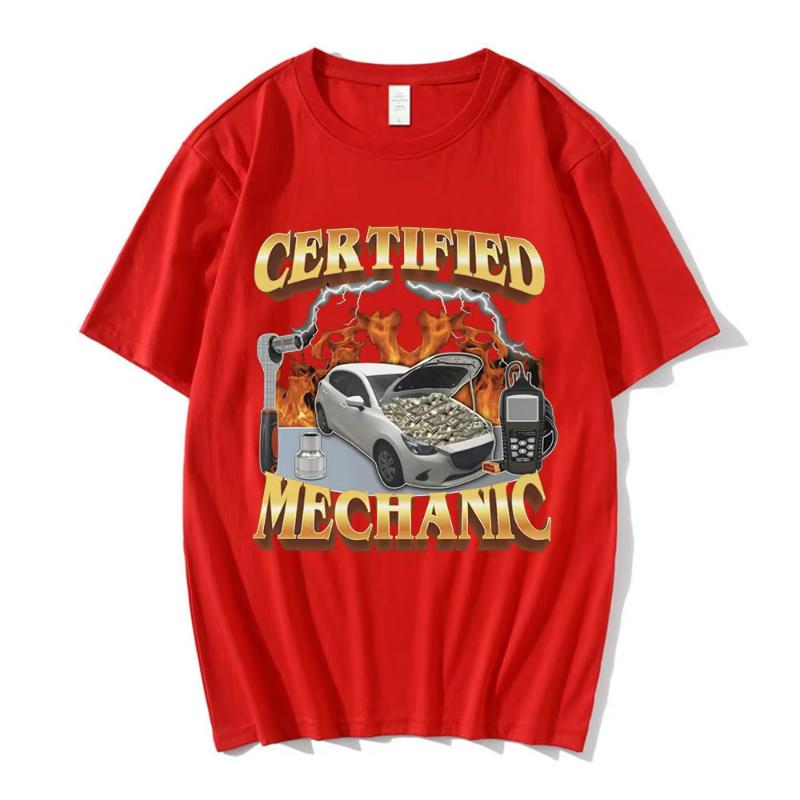 Fashion Certified Mechanic Meme Graphic T-Shirt Men Women's Hip Hop T-shirts 100% Cotton Casual Short Sleeve Oversized T Shirts