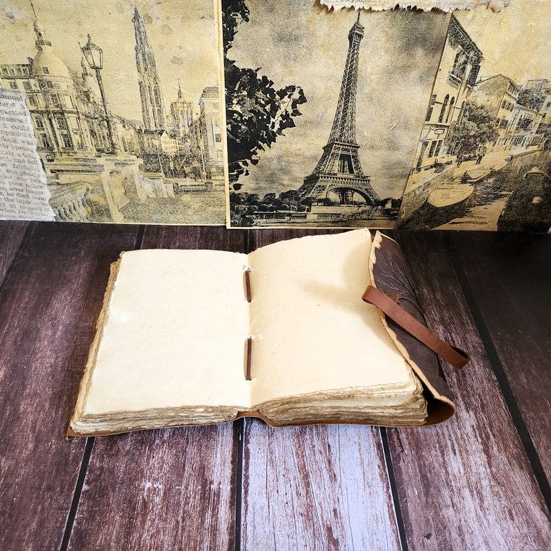 Vintage skórzany dziennik, Estetyczny wzór drzewa, Prezent ślubny, szkicownik z kluczem, Notatnik z postarzanymi stronami, Dziennik snów, Prezent personalizowany.