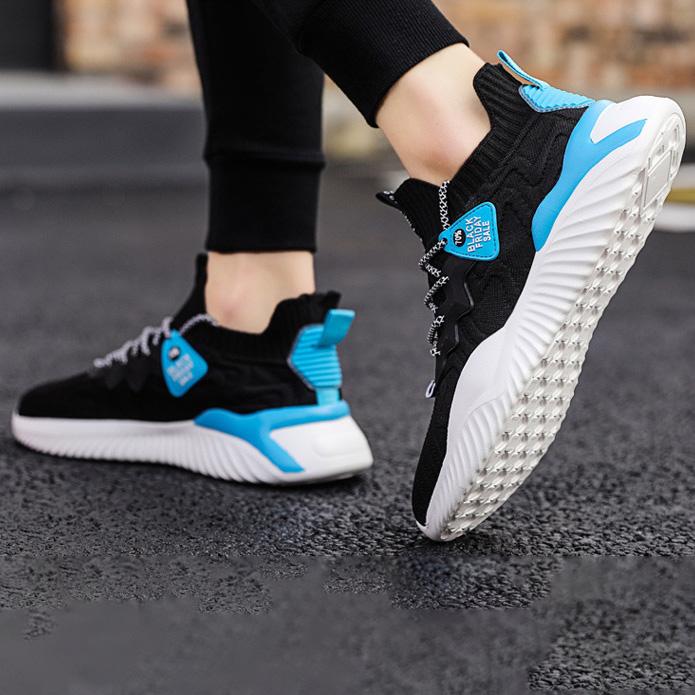 Men's Flyknit Sports Shoes Casual Mesh Breathable Single Shoes Front Lace Up Sneaker Lightweight Running Shoes 39-44