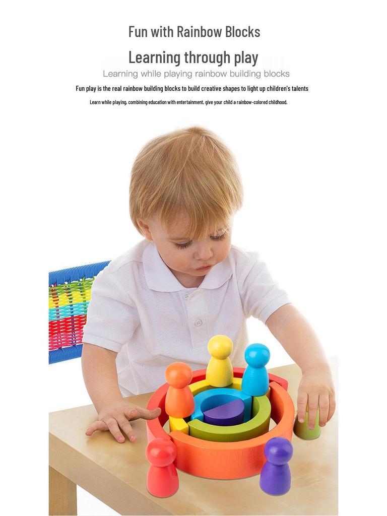 Wooden Rainbow Arch Building Blocks for Toddlers - Creative Stacking Puzzle Toy for Early Education & Parent-Child Play