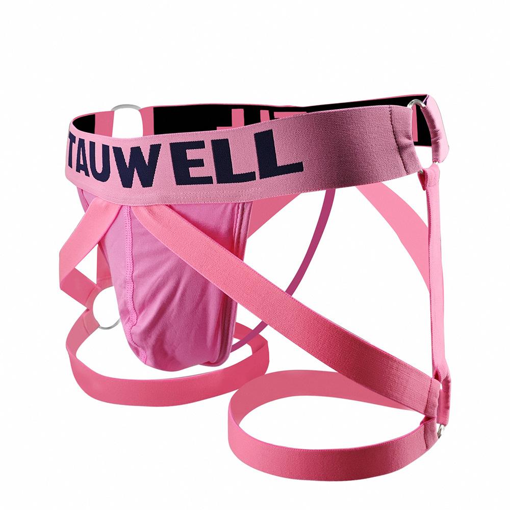 Men's Sexy Lingerie Thong Hollow See-Through Bondage Underwear Briefs High Stretch Breathable Leg Belt Thongs