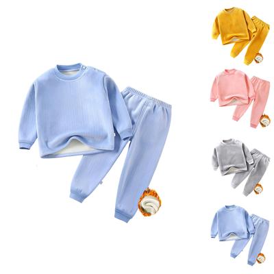 Conjunto de Roupa Interior Térmica Forrada a Fleece para Crianças, Roupa Sem Costura, Adequado Para Crianças Médias e Grandes