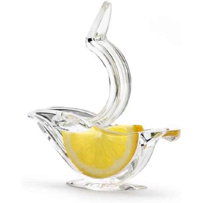 New Acrylic Manual Lemon Slice Squeezer, Portable Transparent Fruit Juicer, Elegance Bird Shape, Hand Juicer for Orange Lemon Lime Pomegranate (4Pcs)