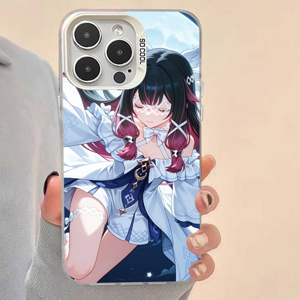Genshin Impact Flins Columbina Colorful Phone Case Silver Suitable For iPhone 12 11 13 14 15 16 17 Max Pro Plus X XR XS