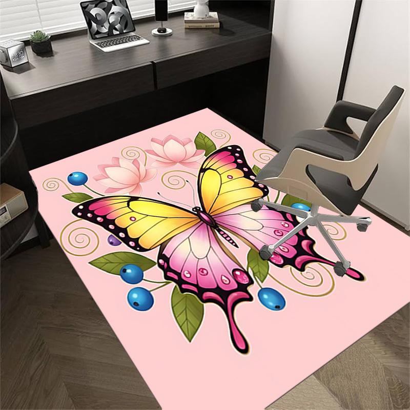 Butterfly Flowers Pattern Area Rug, Office Carpet Indoor Outdoor Entrance Doormat, Non-Slip Soft And Comfortable, Living Room, C122057