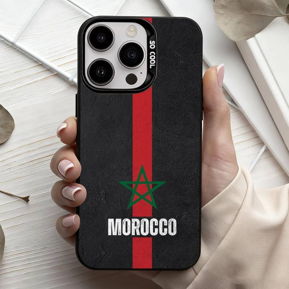 M-Morocco F-Flag Phone Case For iPhone17,16,15,14,13,12,11 Plus,Pro Max Candy Silver Plated Inside Cover