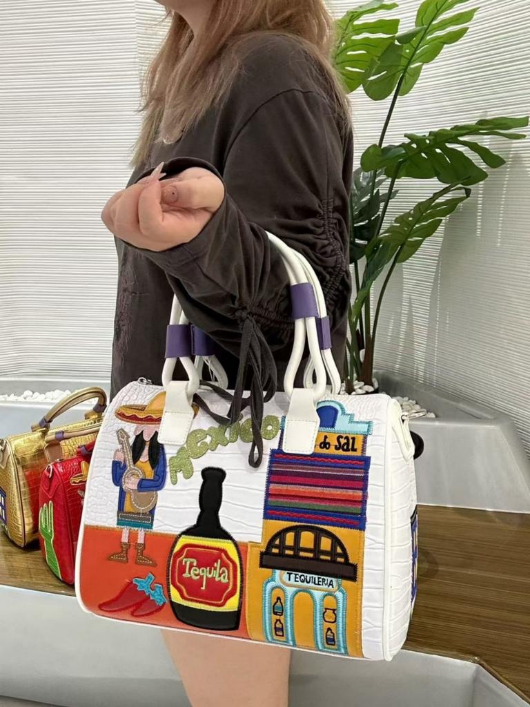 Handtasche mit großer Kapazität Damen Große Kapazität Boston Kissen Tasche Bestickte Schulter Umhängetasche