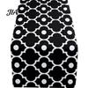 Washable Rectangular Desk Runner Modern Geometric Table Runner, Black And White Checkered Stylish Pattern 72 Inch Striped for Dining Decor Easy Care