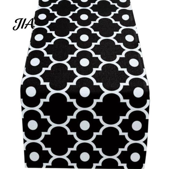 Washable Rectangular Desk Runner Modern Geometric Table Runner, Black And White Checkered Stylish Pattern 72 Inch Striped for Dining Decor Easy Care