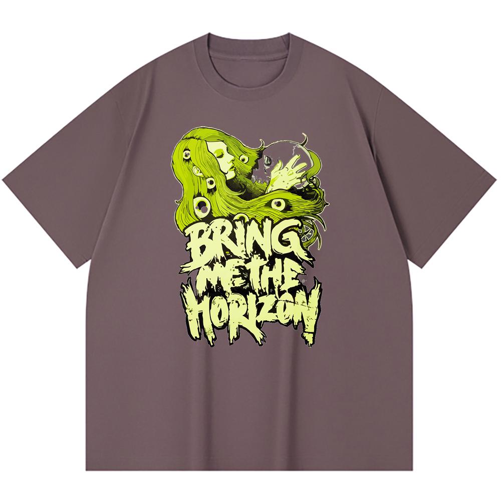 230 g/m² 100% katoenen heavy metal T-shirt met rockband- en popmuziekprint, unisex T-shirt van zwaar katoen.