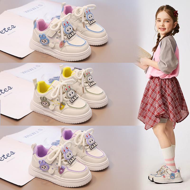 Girls' Cartoon Soft-soled Sports Shoes Fashionable and Versatile Breathable White Shoes