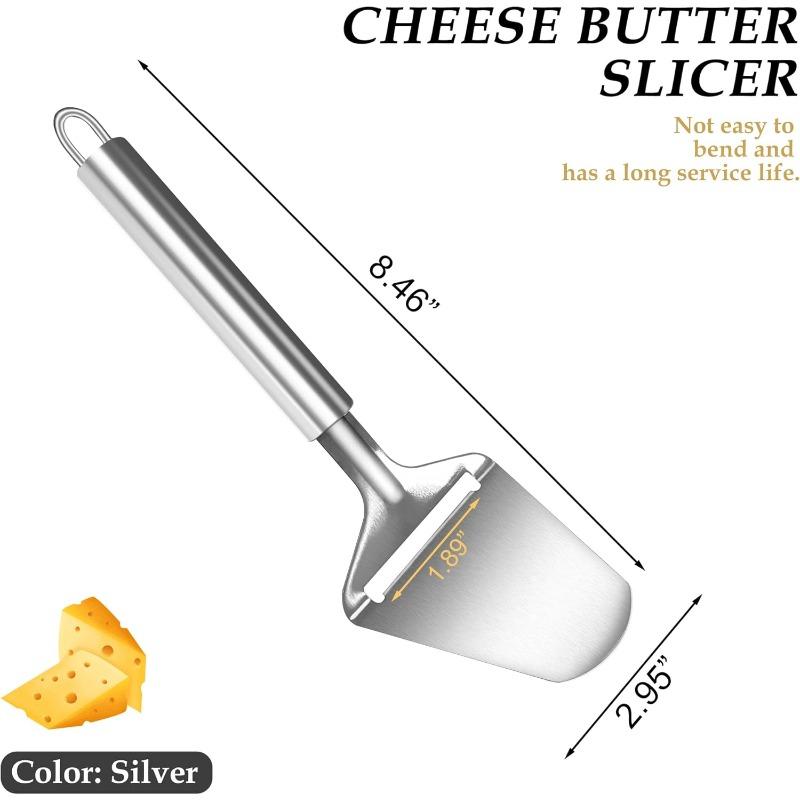 

Stainless Steel Cheese Slicer & Cutter - Multi-Functional, Dishwasher Safe for Kitchen, Cooking, Deli &Food Preparation (Silver)