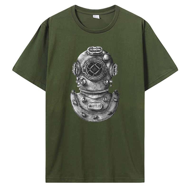 Dive Scuba Diving TShirt For Men Helmet Soft Summer Tee Cotton T Shirt Short Sleeves Streetwear