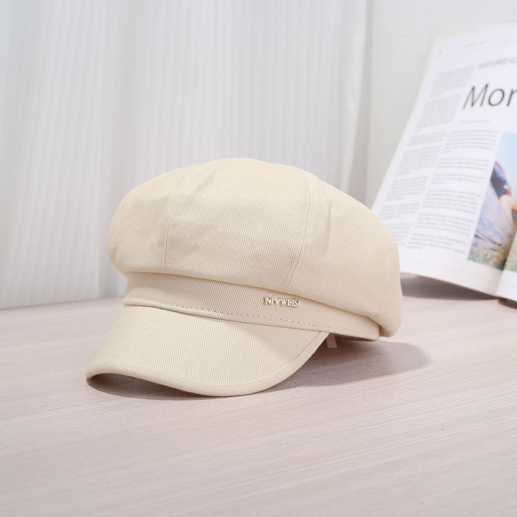 Octagonal beret big head circumference spring and autumn retro newsboy hat large size face small painter hat suitable for big face round face