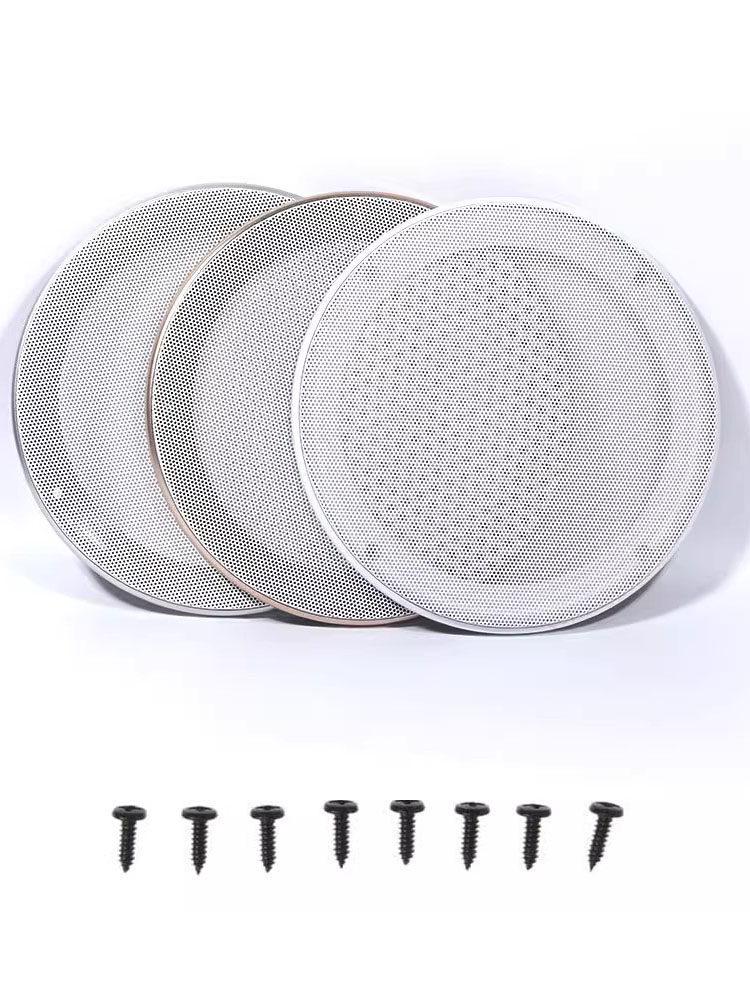 Grille de haut-parleur en maille métallique de 4 à 8 pouces avec anneau décoratif en plastique pour modification audio et de plafond de voiture